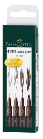 Pitt Artist Pens Wallet x 4 - Sepia