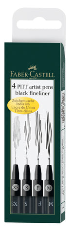 Pitt Artist Pens - Wallet x 4/Black XS-M-F-S