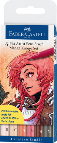 Pitt Artist Pens Wallet x 6 - Manga Set/Kaoiro
