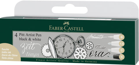 Pitt Artist Pens - Wallet x 4/Black & White