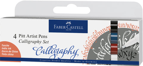 Pitt Artist Pens - Wallet x 4 Calligraphy Pens/Standard Colours