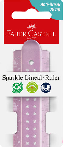 Ruler 30 cm Dots Break Resistant - Sparkle Pink