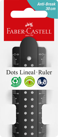 Ruler 30 cm Dots Break Resistant - Black