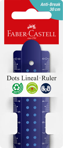 Ruler 30 cm Dots Break Resistant - Blue