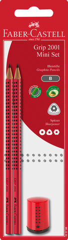 Grip 2001 Mini Set Pencils/Mini Sharpener - Red/Blue Blister Card