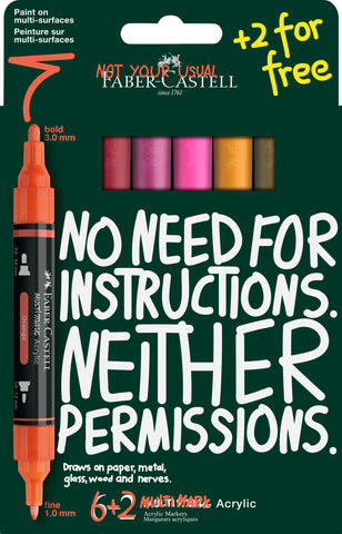 Multimark Acrylic Marker Set x 6 + 2 - Flame