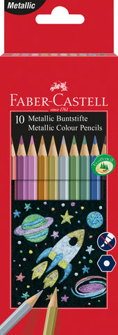 Colouring Pencils Hexagonal Metallic - Pkt x 10