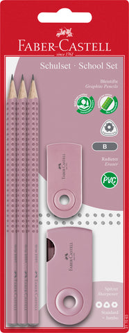 Grip 2001 Sleeve Set - 3 Pencils/Eraser/Sharpener - Rose Shadows Blister Card