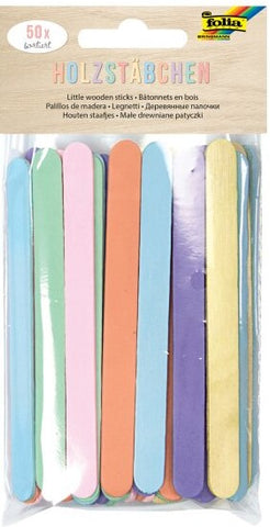 Wooden Sticks - Pkt x 50pcs/Pastel Cols