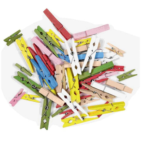 Wooden Pegs JUMBO - Natural/Asstd Cols Pktx40 - 53g