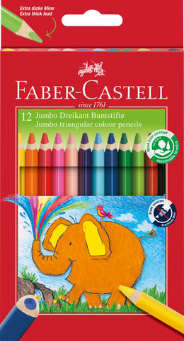 JUMBO Triangular Colouring Pencils -  Pkt x 12 Assorted Colours