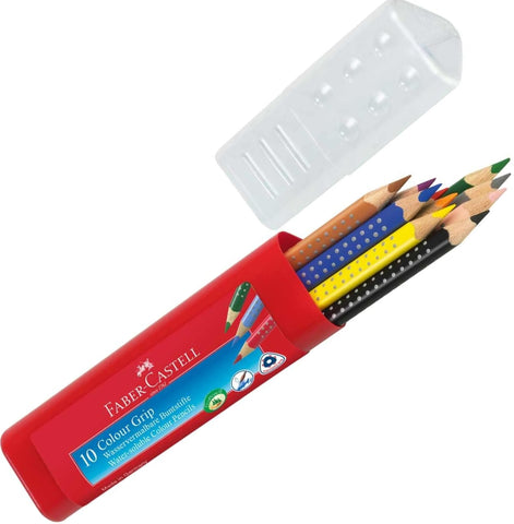 Faber-Castell Grip Colour Pencils - Plastic case x 10 Assorted Colours