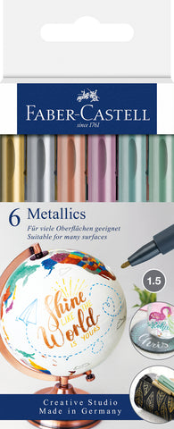 - Faber-Castell Metallic Markers - Pack x 6 Assorted Colours