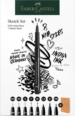 Pitt Artist Pens   Set x 8 + Sketchbook