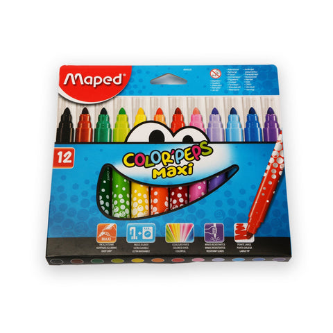 - Felt Tip Pens - Maxi Colour Peps/Pkt x 12 Assorted Colours (Maped)