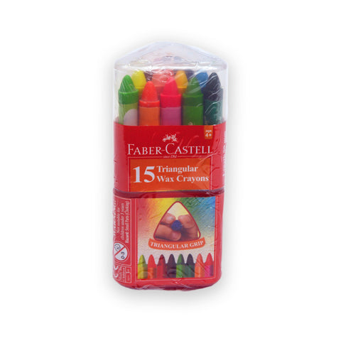 Faber-Castell Wax Crayons Grip -Tub x 15 Assorted Colours