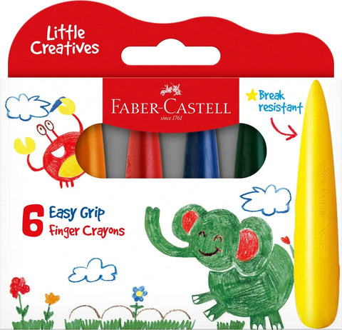 - Faber-Castell Plastic Crayons/First Grip - Pkt x 6 Assorted Colours
