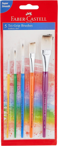 Paint Brush Tri-Grip - Set X 5 Assorted Brushes