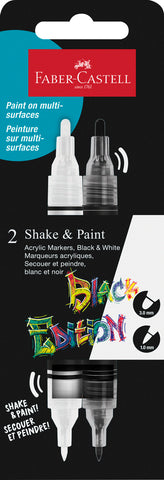 Shake and Paint Acrylic Marker Black Edition - Black & White Packet x 2