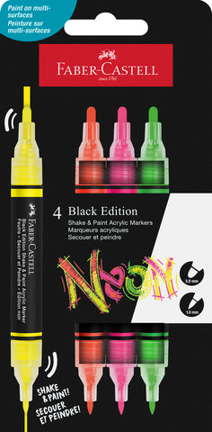 Shake and Paint Acrylic Marker Black Edition - Neon Packet x 4