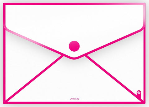 Plastic Envelope File With Button A4 Sendy - Neon Pink