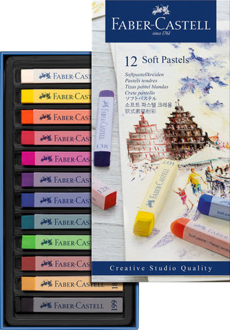 - Faber-Castell Soft Pastels - Box x 12 Long Assorted Colours