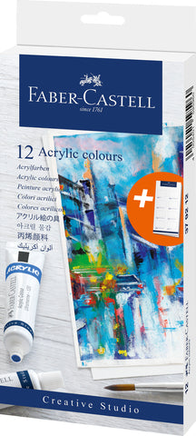 Acrylic Paint Tubes - 12 tubes/20ml/Asstd Cols