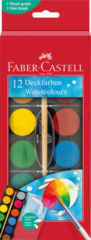 Faber-Castell Watercolour Paintbox - Plastic Box x 12 Assorted Colours (Junior Range)