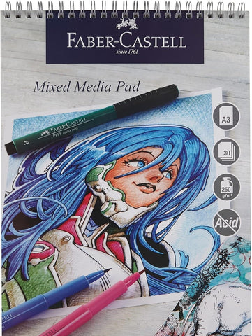 - Faber-Castell Drawing/MIXED MEDIA Spiral Pad - 250gsm/A3/30 sheets/FCCS