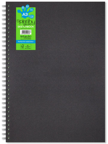 - Sketch Book Spiral Splashy Gecko - Black cover/300gsm/A3 Portrait/20 sheets