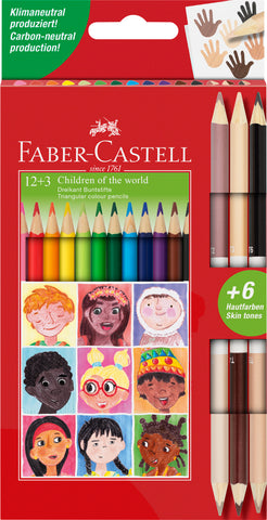 Children of the World Colouring Pencils Triangular - Pkt x 12+3 Assorted Colours