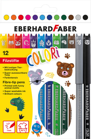 Felt Tip Pen Animal - Pkt X 12 Asstd Cols