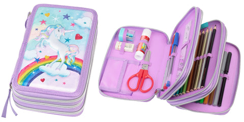 Unicorn Pencil Case Triple Decker Full