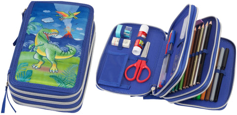 Dino Pencil Case Triple Decker Full