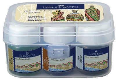 Fabric Colours/Metallic - Plastic Box  6 x 10ml