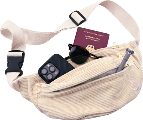 Corduroy Waist Bag - Beige