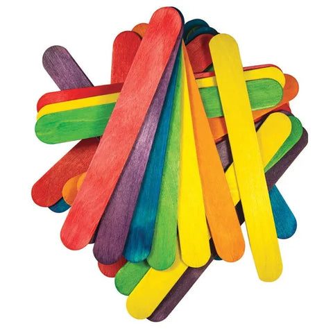 - JUMBO Wooden Sticks - Packet Assorted Colours