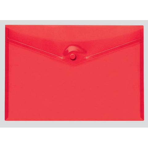 A4 Plastic Envelope File With Button - Red