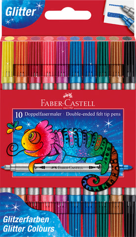 Felt Tip Double-Ended Pens - Glitter Colours Wallet X 10