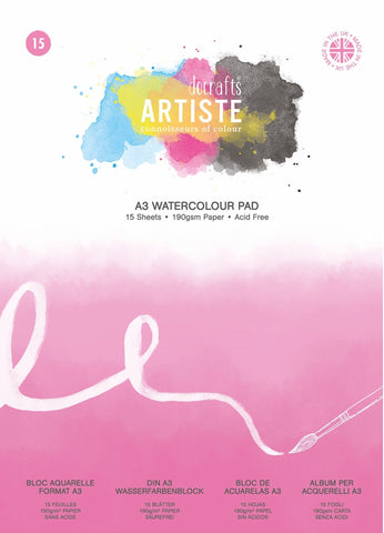 Drawing/WATERCOLOUR Pad - 190gsm/A3/15 Sheets Artiste