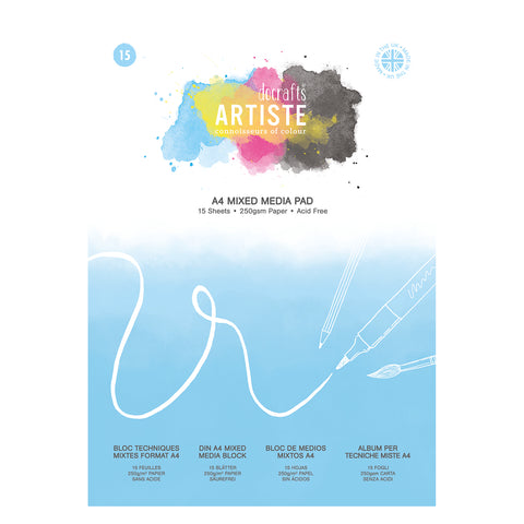 Drawing/MIXED MEDIA Pad White paper - 250gsm/A4/15 sheets Artiste