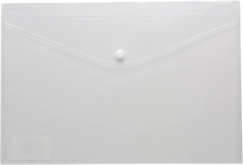 Eco-friendly A4 Plastic Envelope File With Button - White (Pack of 2)