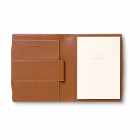 Graf von Faber-Castell Leather Writing Case A5 - Brown Grained Cognac