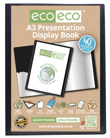 Eco-friendly A3 Presentation Display Book 40pgs/80 viewing - Black