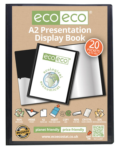 Eco-friendly A2 Presentation Display Book 20pgs/40 viewing - Black
