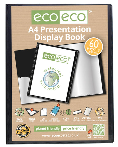 Eco-friendly A4 Presentation Display Book 60pgs/120 viewing - Black