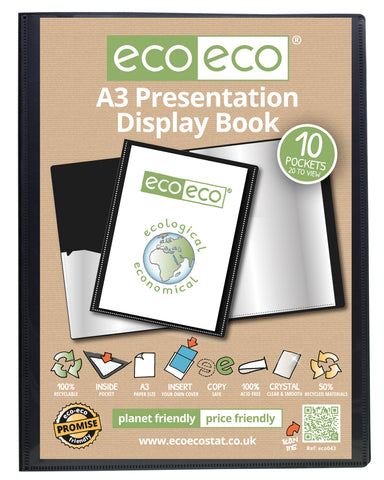 Eco-friendly A3 Presentation Display Book 10pgs/20 viewing - Black