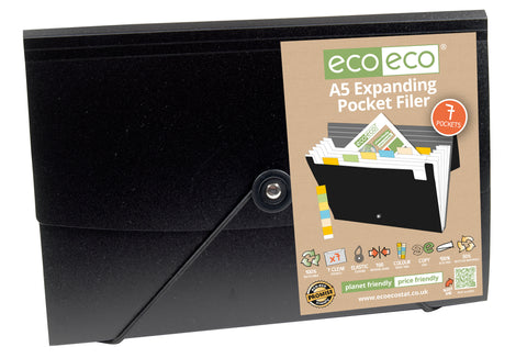 Eco-friendly A5 Expanding File - 7 Pocket/Black