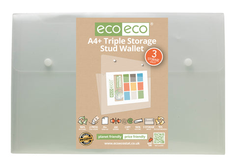 Eco-friendly A4 Expanding File - 3 Pocket/Clear