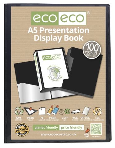 Eco-friendly A5 Presentation Display Book and Sleeve 100pgs/200viewing - Black